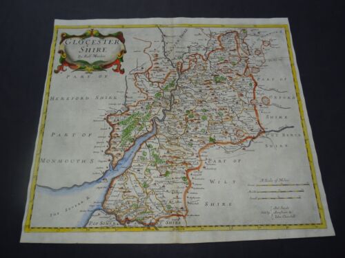 Antyczna mapa Gloucestershire autorstwa Roberta Mordena 1695 - Zdjęcie 1 z 7