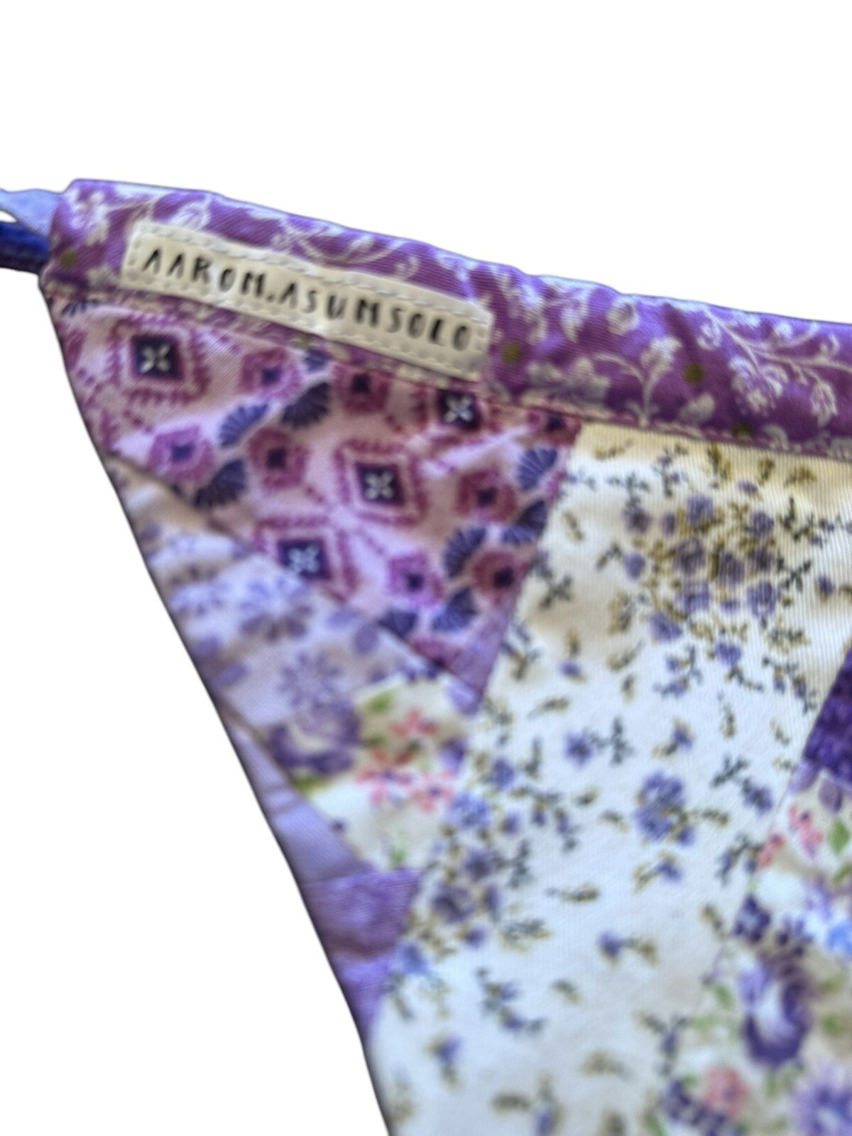 Aaron Asunsolo Purple Multi Patchwork String Biki… - image 11