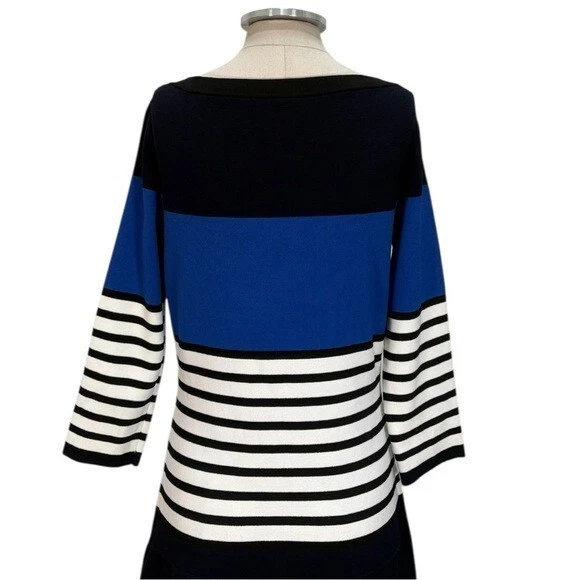 Abito donna Kate Spade manica 3 4 a righe blu navy nero taglia large