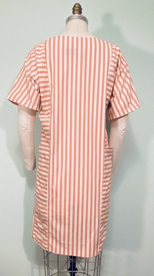 Vestido túnica informal de algodón We3Ltd años 80 de colección a rayas rosas y blancas Foto 4 de 4