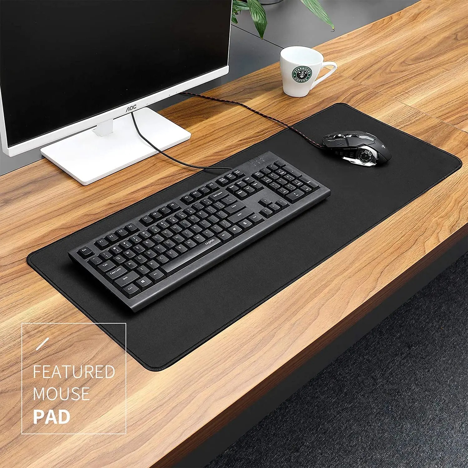 Tapis de souris noir grand format pour clavier d'ordinateur portable - 4