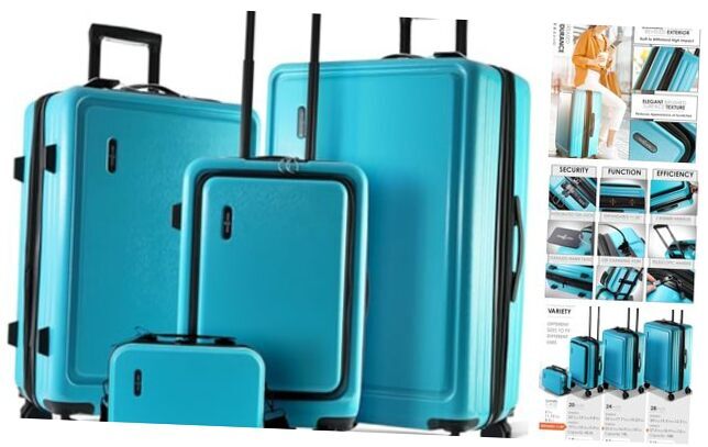 Hard Shell Luggage Sets with Spinner Wheels 4 4 Piece Set (22/24/28) Teal
