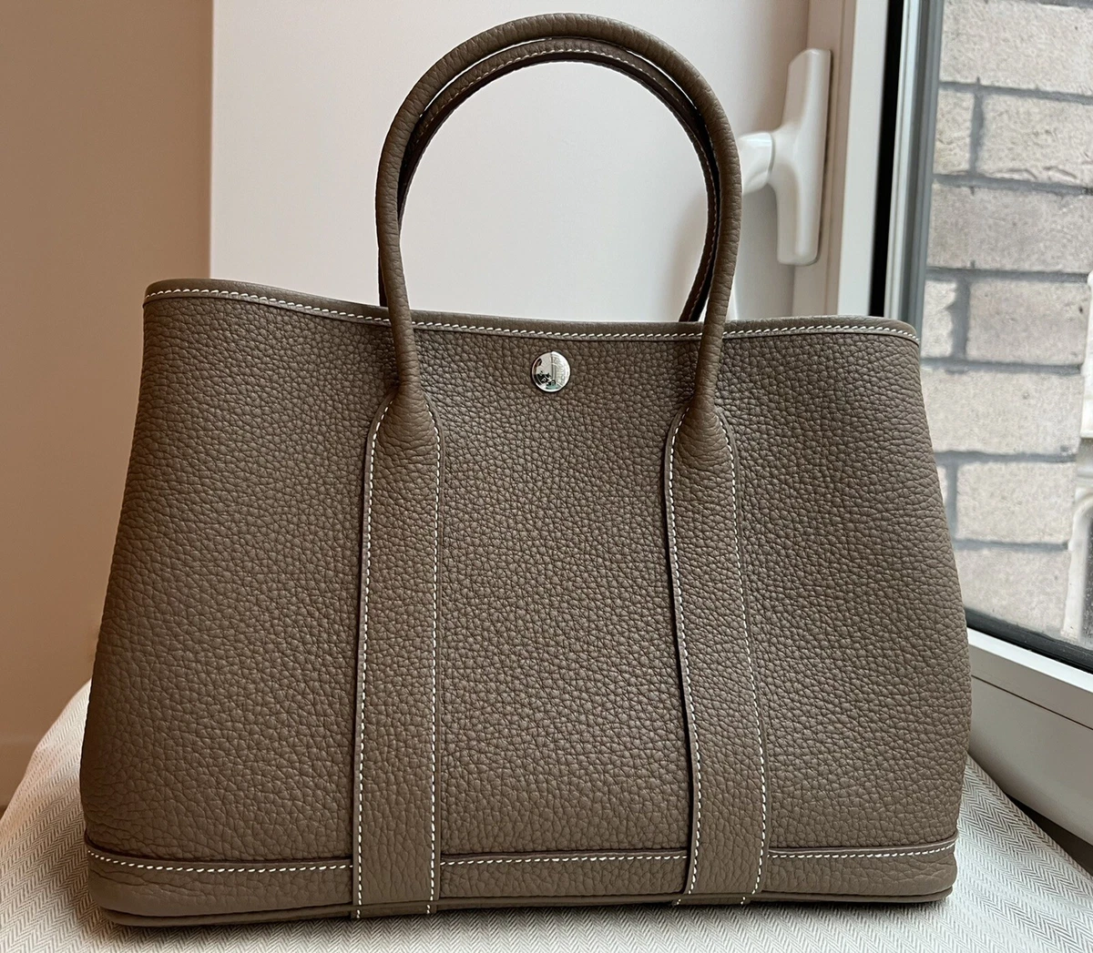 Hermès Garden Party 30 Negonda Leather Canvas Tote Bag