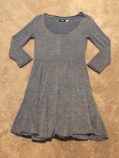 BDG Urban Outfitters Gray Long Sleeve Flare Dress 1/4 Snap Small SP Scoop Neck