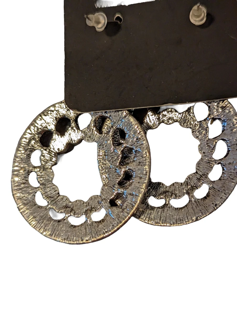 Paparazzi Organically Omega Earrings Black Silver Tribal Circle