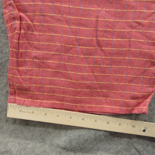 FLAX Designs Women Floods Pants S Pink Check Linen Elastic Waistband Pull On New - Picture 10 of 12
