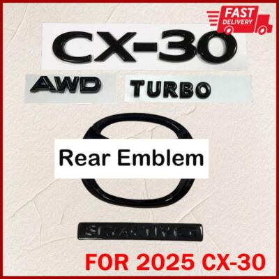 5pcs Black Rear Badge Emblem Set For 2023-2024 Mazda CX-5 AWD SKYACTIV G Turbo – Gloss Black, KBG8-51-720