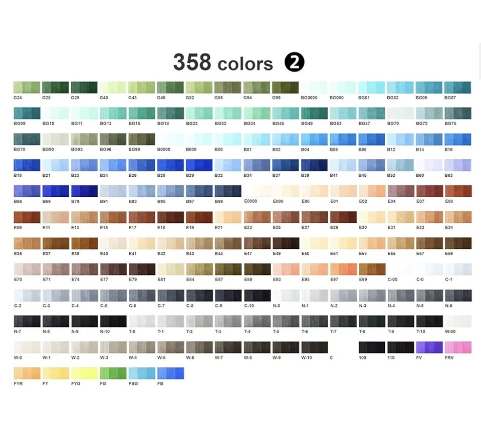 358 Copic marker pen Sketch All color set 358 colors Too New Well Stock ...