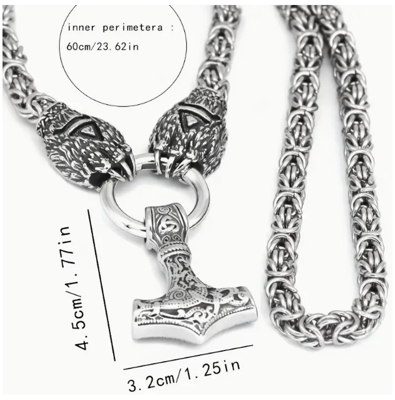 Viking Vintage Bärenklaue Halskette Thor Hammer Anhänger Mode Punk Hip Hop Schmu - Bild 4 von 4