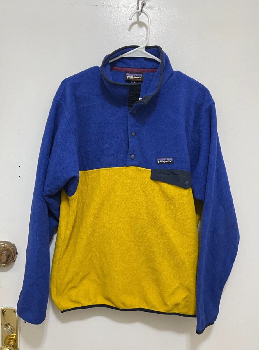 Patagonia Synchilla Snap T Fleece Pullover Mens Blue Gold Yellow M Sweater 25580
