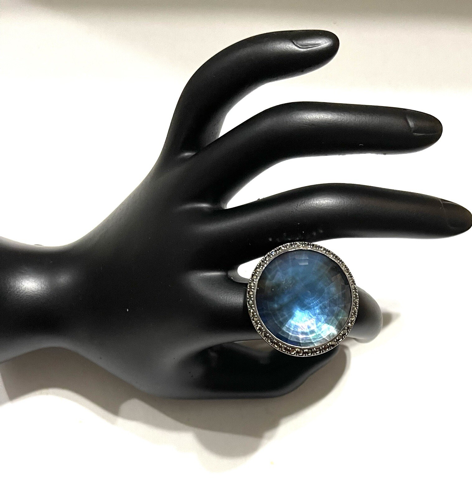 Large Blue Labradorite Gemstone Ring Handcrafted … - image 9