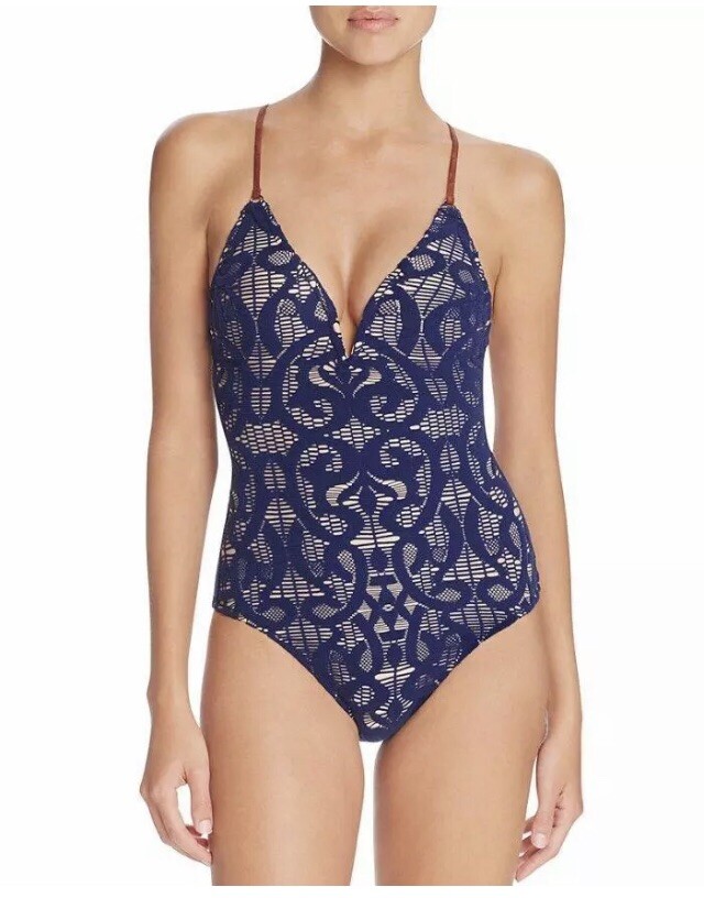 NWT $172 Sz Medium M Nanette Lepore COACHELLA One Piece INDIGO