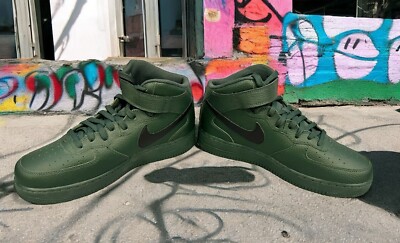 NIKE AIR FORCE 1 MID 07 GROVE GREEN-BLACK Men's Size 10 RARE NIKE AIR FORCE 1 MID 07 GROVE GREEN-BLACK Men's Size 10 RARE