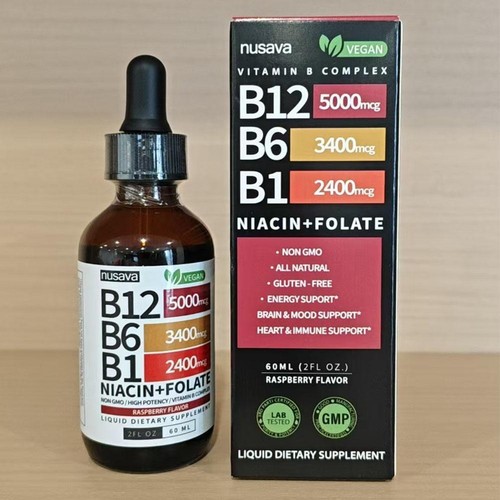 1Pc Nusava Vitamin B12 B6 Liquid Drops, B12 Sublingual B Complex - B12 50~ - Picture 11 of 11