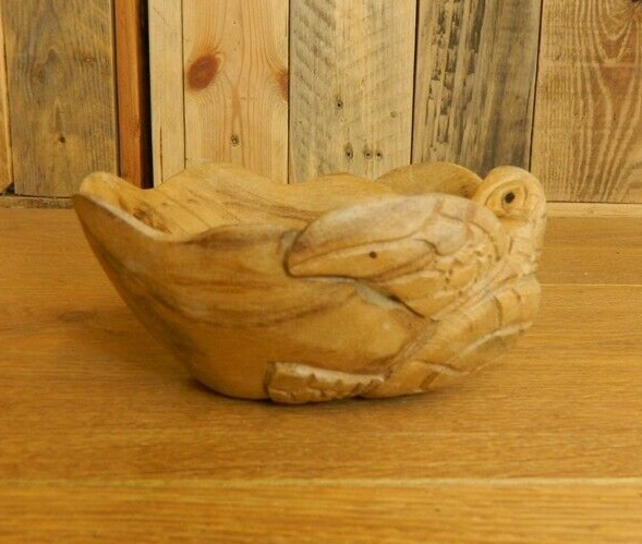 Wooden Turtle Bowl Carved Bowl 15cm