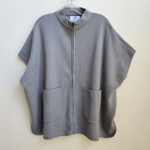 Zara Vest Girls 13-14 Year Gray Full Zip Pancho Cardigan Knit Layering Oversized