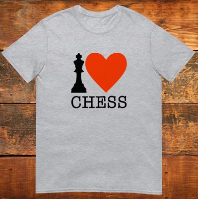 I LOVE CHESS SHORT-SLEEVE UNISEX T-SHIRT MASTER GAME CLUB PLAYER CHECKMATE NEW