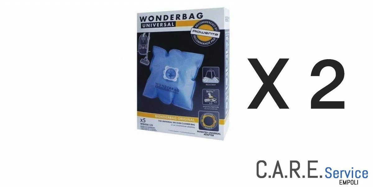 10 ROWENTA WONDERBAG UNIVERSAL 2 PACK VACUUM BAGS WB406120