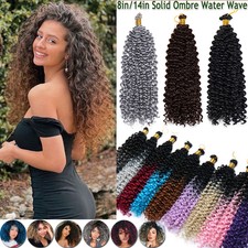14" Water Wave Twist Crochet Braiding Hair Extensions as Human Curly Ombre Long