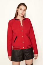 New $480 Maje Bomber Red Black Jacket Sz 1