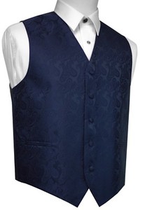 MEN'S NAVY BLUE PAISLEY FORMAL DRESS TUXEDO VEST. WEDDING ...