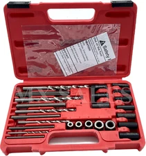 25Pc Screw Extractor Set Drill Guide Extract Stripped Broken Bolt Fastener Case