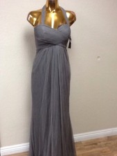 Jenny Yoo Women's Halter Mesh Gown In Grey Size 4