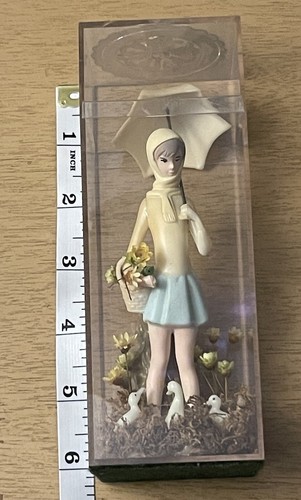 Vtg 1970s Wilton MCM Cake Topper Craft Duck & Girl w/ Yellow Umbrella 6” Figure - Picture 22 of 24