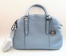 NEW MICHAEL KORS BOWERY PALE BLUE LEATHER,SILVER ZIP,HAND BAG,SATCHEL,CROSSBODY