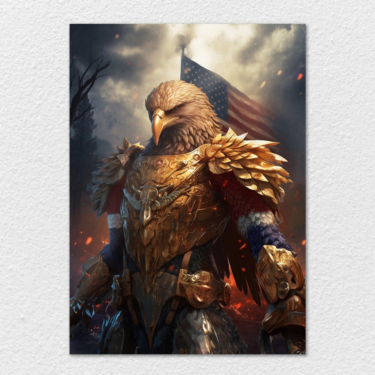Empire Paintball Kunst-Collage American Eagle - Handgefertigt, 63,5x63,5 Cm, Schwarzer Rahmen