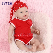 IVITA 18inch Handmade Reborn Baby Blue Eyes Girl Lifelike Full Silicone Doll