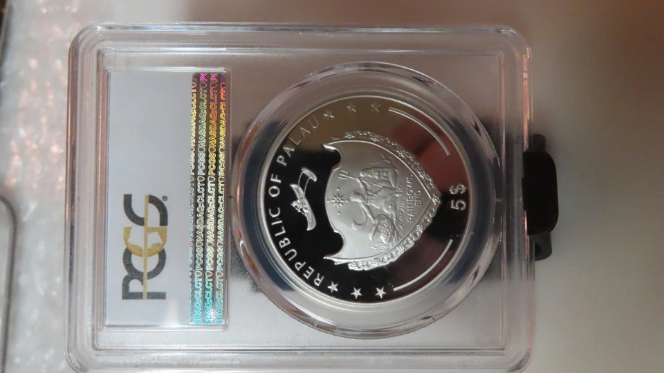 Palau 2013 $5 / Golden Gate Bridge / PCGS PR69 DCAM  / Colorful Silver Beauty! - Image 2 of 4