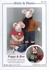 Knits & Pieces Poppy & Ben Toy Mice Double Knitting 4Ply Pattern DK KP-02