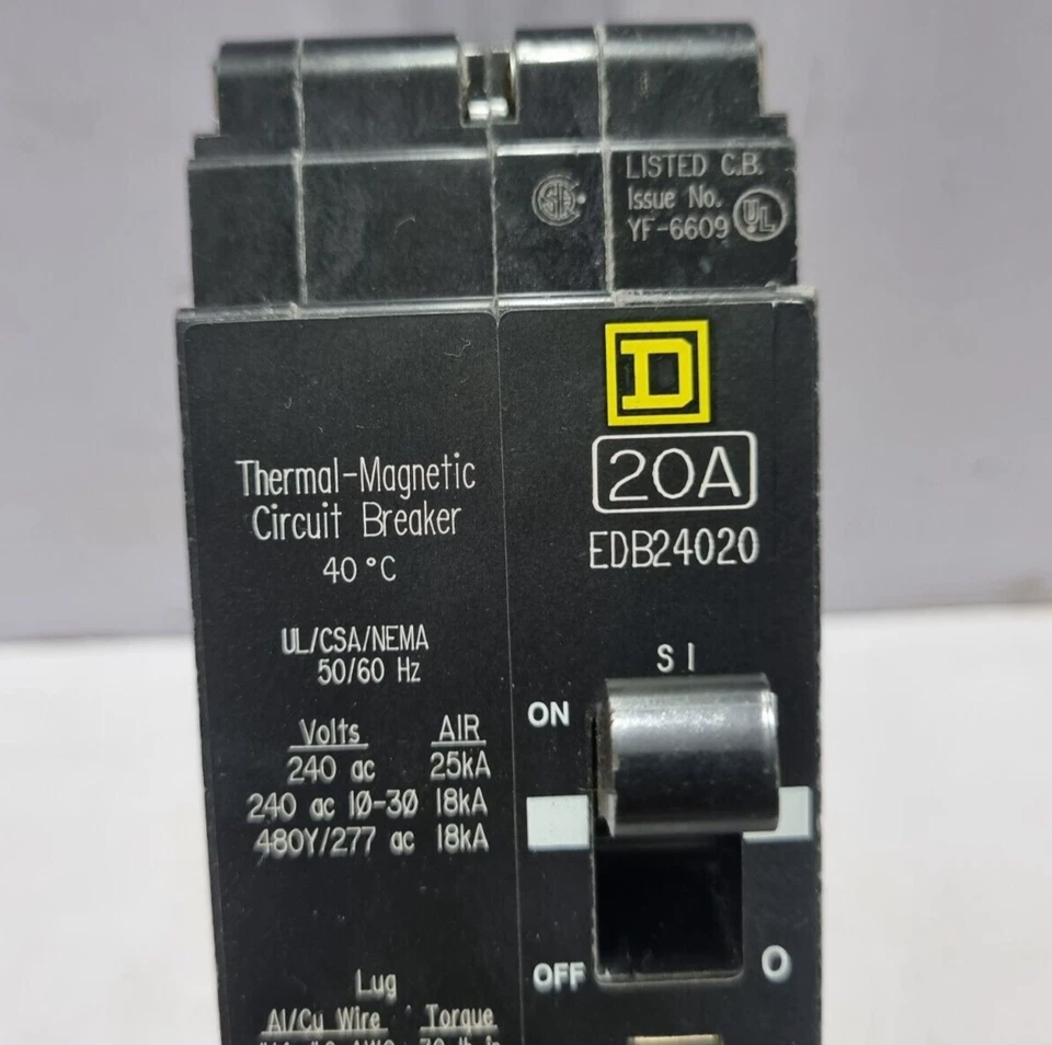 Interruptor Automático Térmico Magnético Square D EDB24020 20A - Imagen 2 de 4