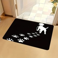 Dog Paw Print Doormat for Pet Lovers Home Decor Welcome Mat Black Entrance Rug