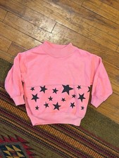 Vintage Esprit Kids Pink Long Sleeve Sweatshirt with Black Star Print