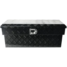Aluminum 34"x12"x15" Black Side Tool Box Truck Pickup Trailer Storage Bed w/Lock