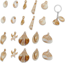 20PCS Seashell Charms, Ocean Sea Shell Jewelry, Cowrie Conch Starfish, Summer Be