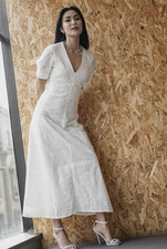 ZARA WOMEN EMBROIDERED EYELET DRESS ZW COLLECTION WHITE Size L Ref 2922/274