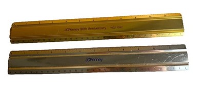 Vintage 1992 JCPenney 90th Anniversary Anodized Aluminum 12'' Advertising Ruler