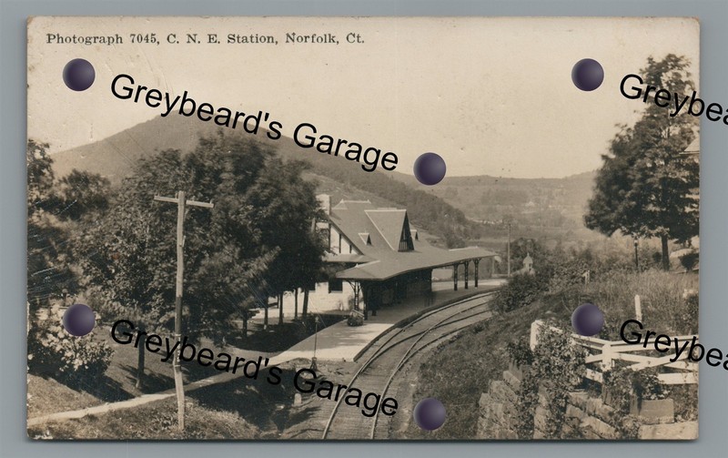RPPC CNE Railroad Train Station Depot NORFOLK CT Connecticut Real Photo Postcard