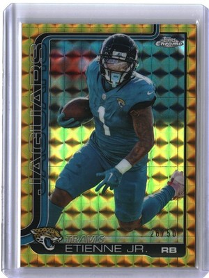 2025 Topps Chrome #139 Travis Etienne Jr. Gold Geometric Refractor #/50