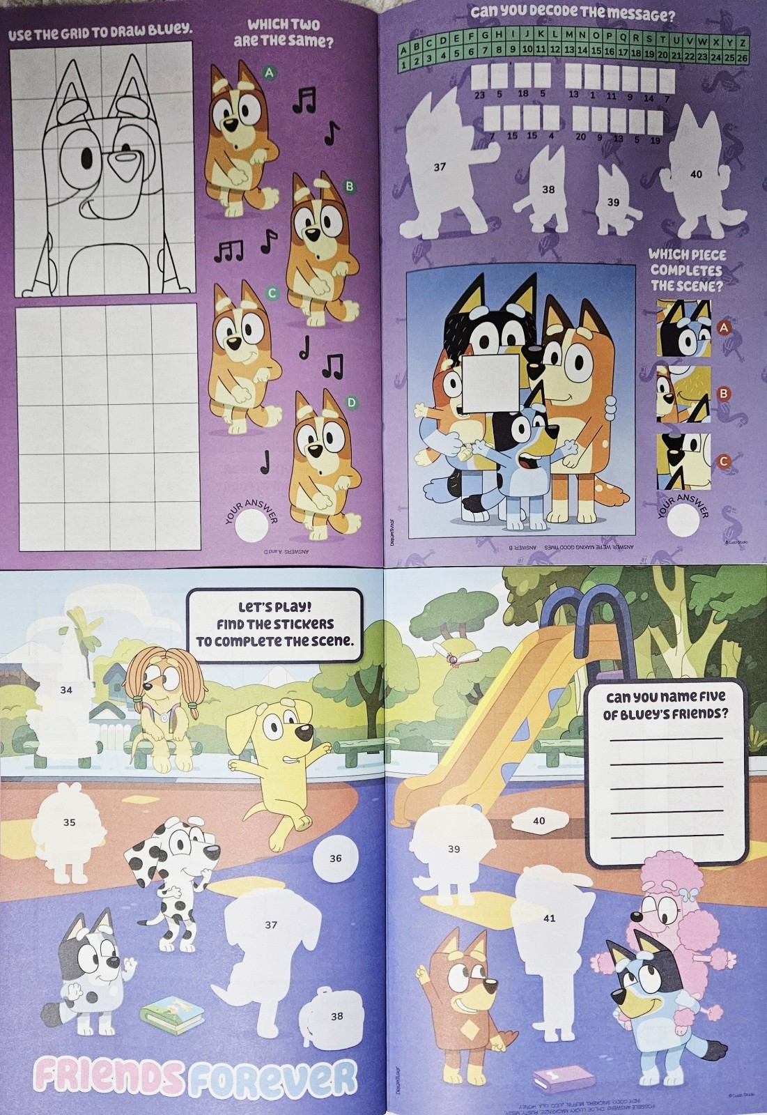 Worksheet Sticker Shape Bluey Stickertivity Sticker by Number Activity Books Set Of 2 | eBay