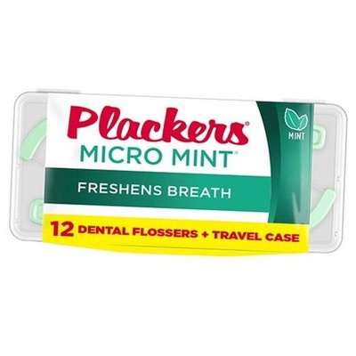 Plackers Micro Flossers Travel Case, Pack of 12 12 Count (Pack of 12) Mint