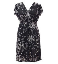 Women's Summer Floral Dress Knee Length Flutter Sleeves Surplice Neck Jon & Anna