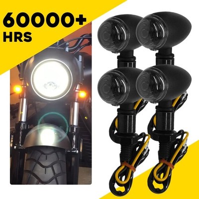 Smoke Motorcycle Brake Bullet LED Running Signal Turn Light for Bobber Harley 4X