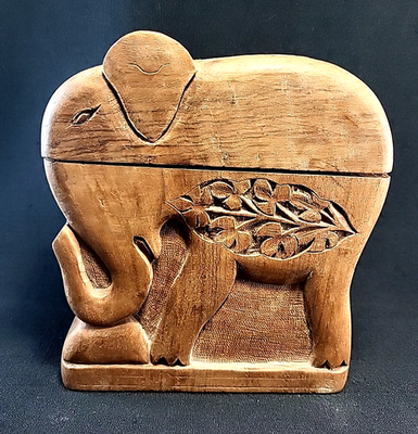 carved cigarette holder Vintage Wood Elephant Hand Carved Hinged Folding Cigarette Holder India
