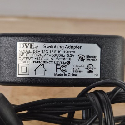DVE SWITCHING ADAPTER MODEL DSA-12G-12 FUS 120120 Output 12V 1A TESTED
