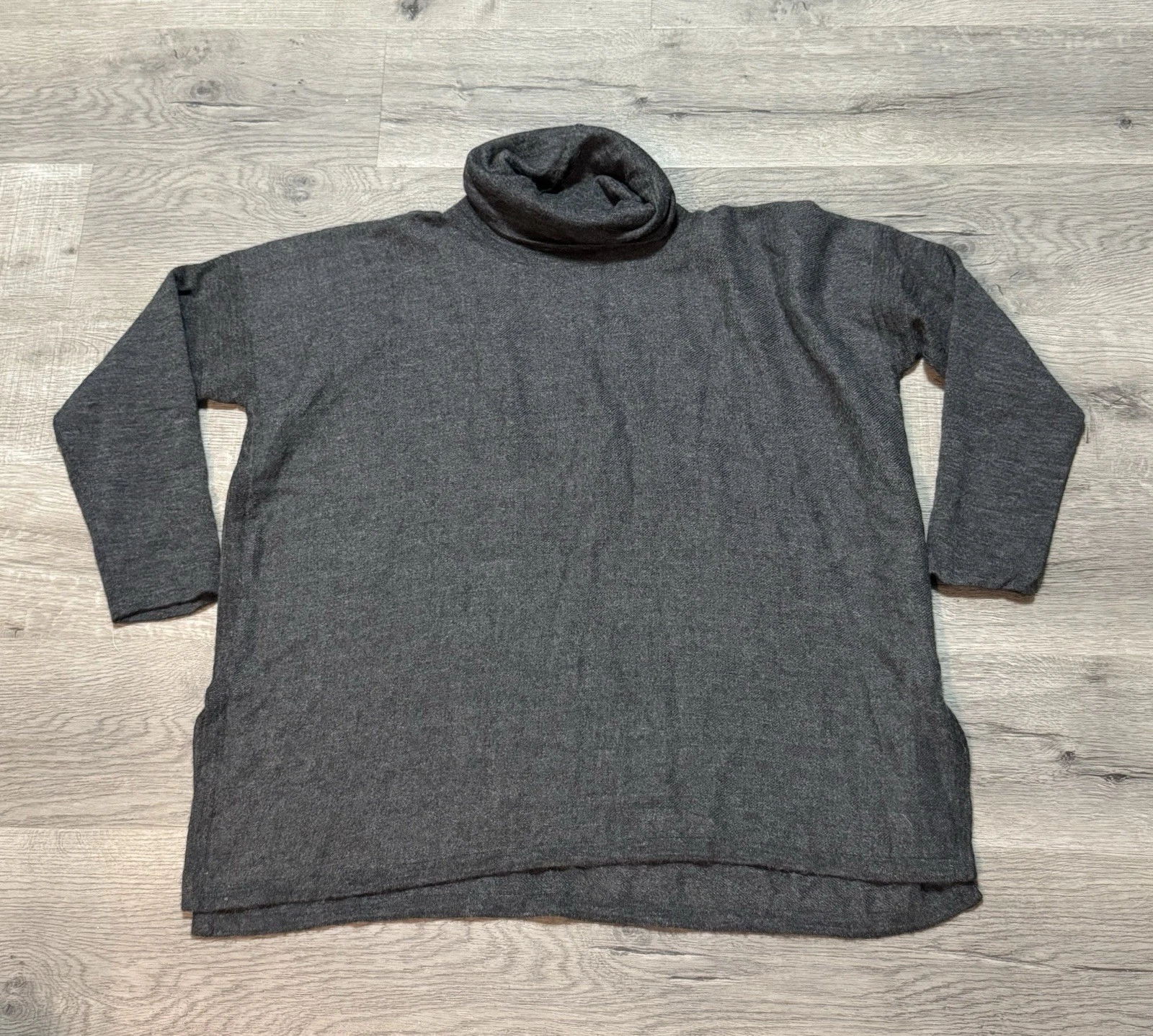 CUYANA 100% Baby Alpaca Soft Turtleneck Boxy Oversized Poncho Sweater M/L EUC