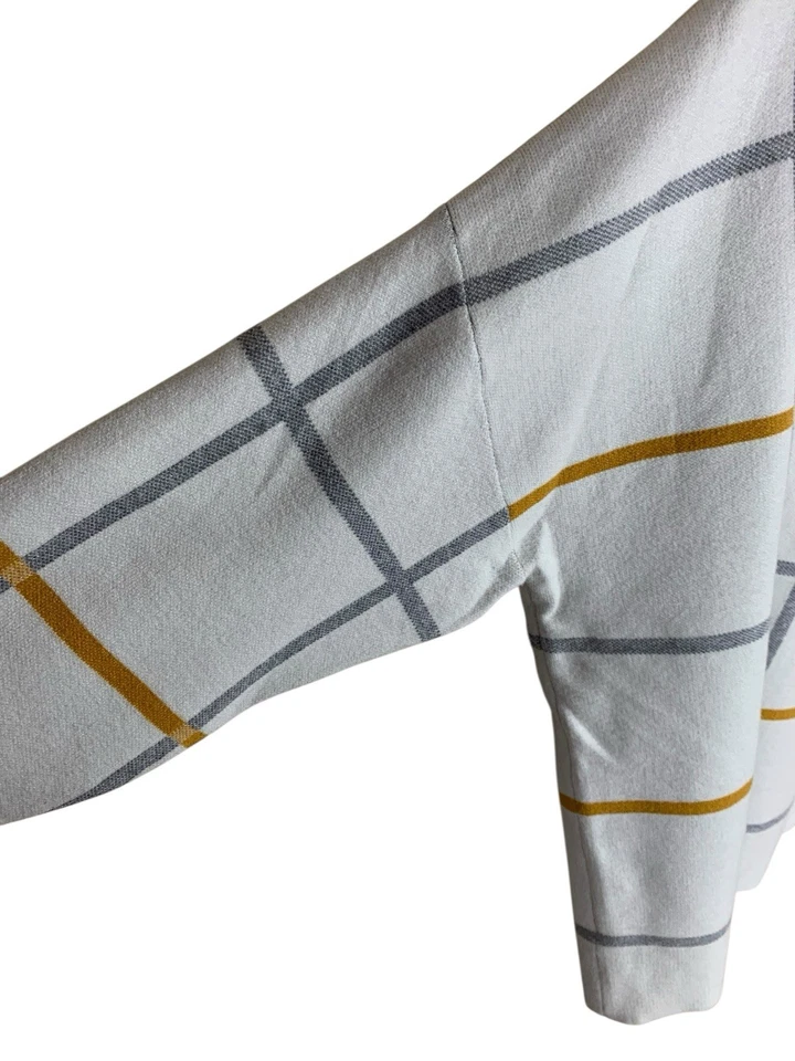 Suéter Para Mujer Tahari Blanco Gris Amarillo Cuadros Manga Larga Cuello Simulado Talla 2X Mod Foto 2 de 4